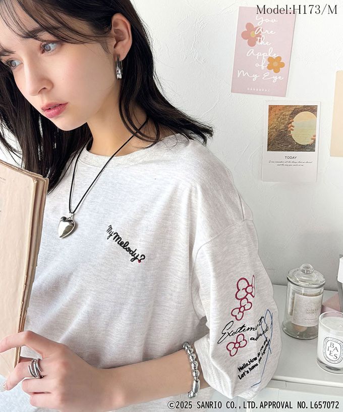 日本 Classical Elf - 三麗鷗聯名刺繡印花短袖T恤-白