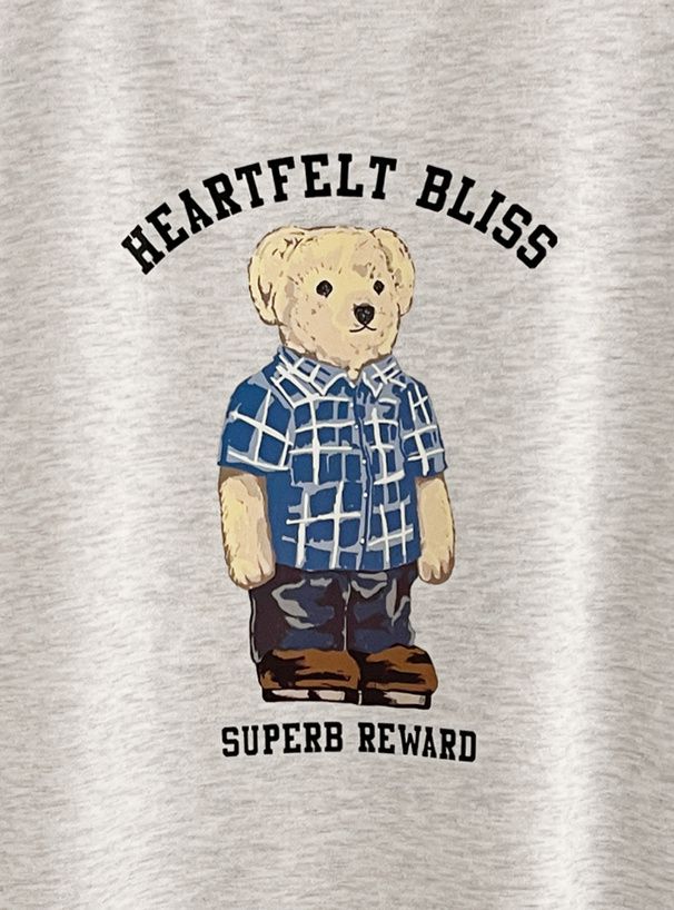 日本 GRL - 泰迪熊裏起毛長版休閒上衣-炭灰 (F)