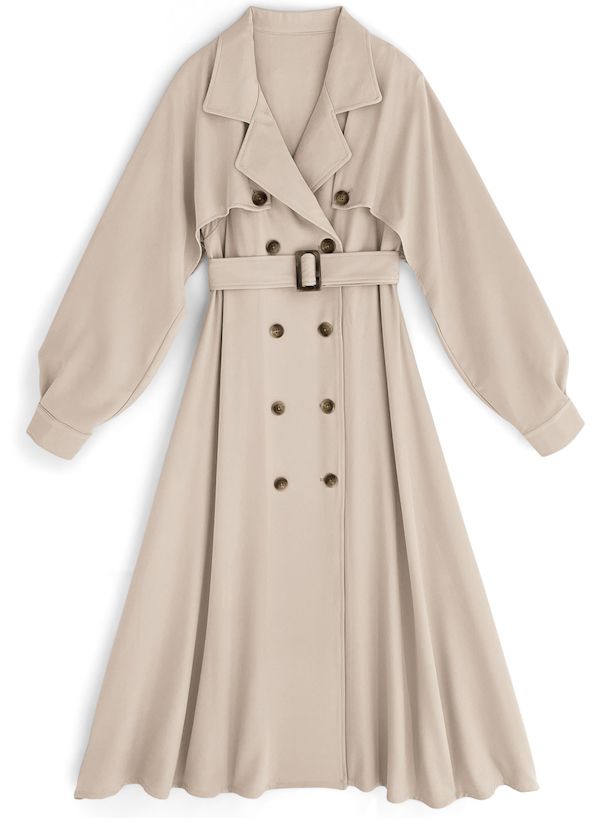 日本 GRL - 春日陽光綁帶長版風衣-卡其