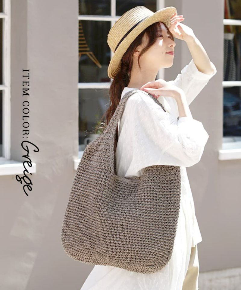 日本 zootie - 大容量清新肩背編織包-卡其