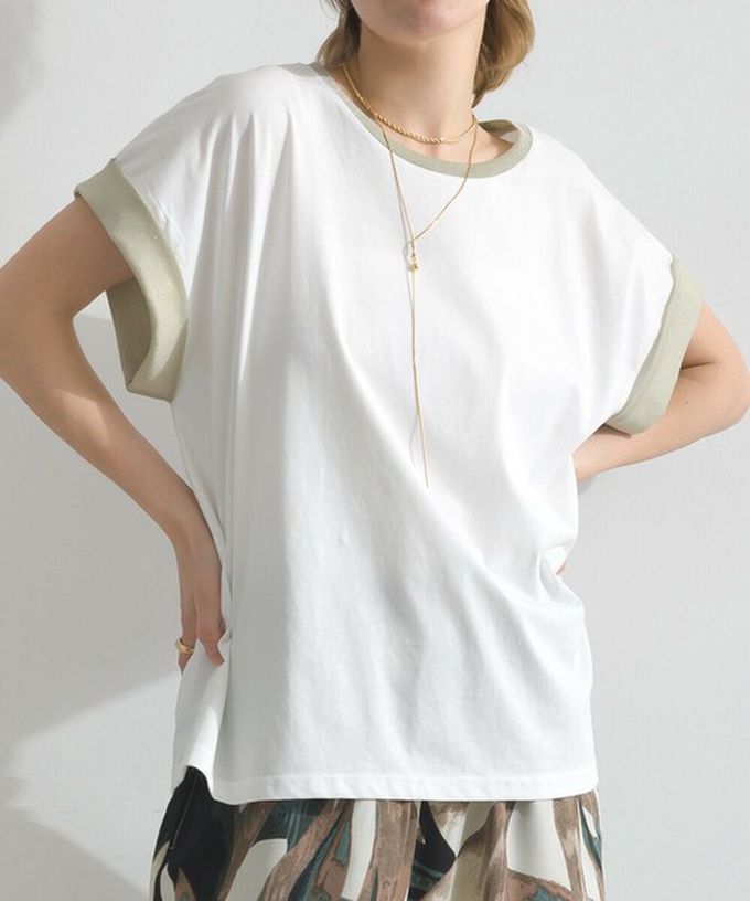 日本 le colis - 光澤滾邊舒適休閒法式袖上衣-白