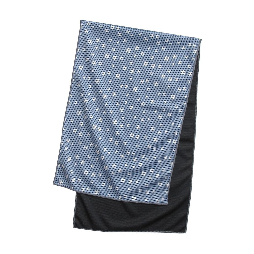 日本 DAIKAI - 吸水速乾UV CUT加工 涼感巾-方形光點-灰藍 (100x30cm)