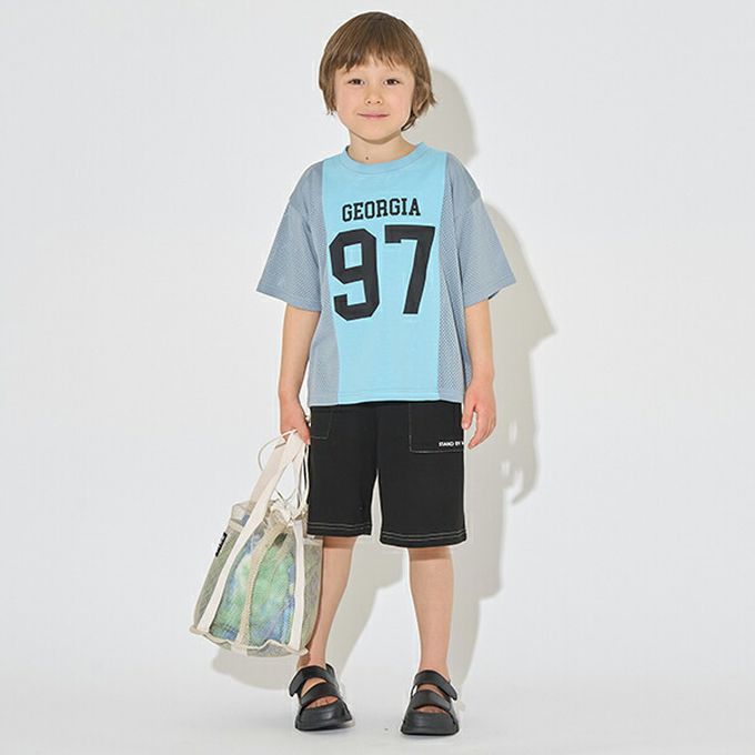 日本 b-ROOM - 網格圓筒沙灘包/玩水包-深藍 (33x22x22cm)