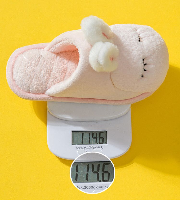 兒童毛毛保暖室內拖鞋-閉眼兔子-粉色