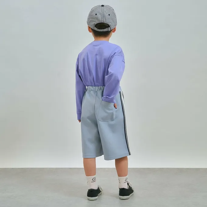 日本 b-ROOM - 通勤方便側邊條休閒短褲-淺卡其