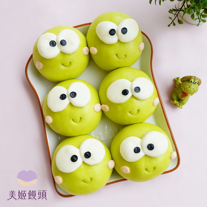 美姬饅頭 - 小青蛙鮮乳造型紅豆包-45g*6顆