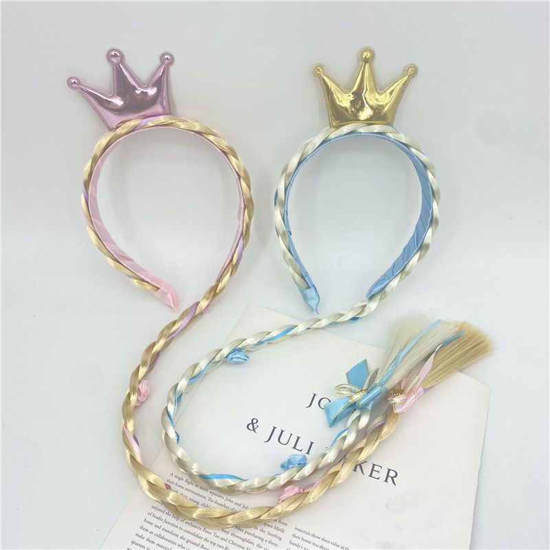 冰雪公主假髮頭飾-粉色皇冠-粉色