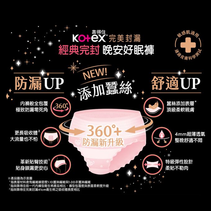 Kotex  靠得住 - 晚安好眠褲(褲型衛生棉)M號(2件/包)x18包/箱
