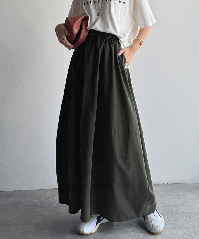 日本 Classical Elf - Java 桃皮磨毛感繭型蓬盈長裙(有口袋)-黑