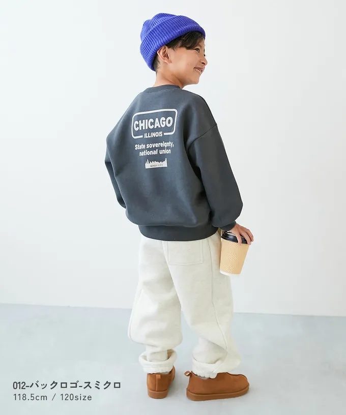 日本 devirock - 熱銷定番 裏起毛落肩大學長袖上衣-CHICAGO-淺灰藍