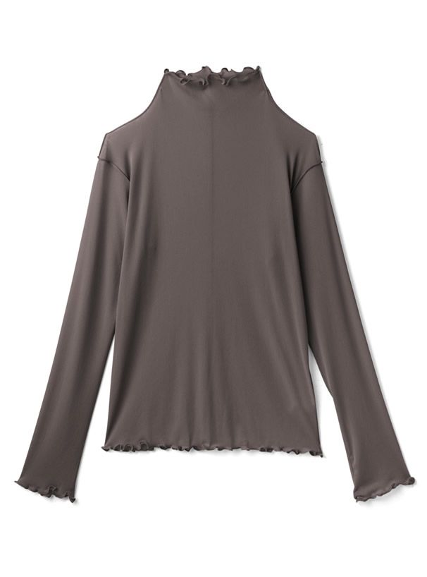 日本 GRL - 微透膚捲邊長袖上衣/內搭-天使白