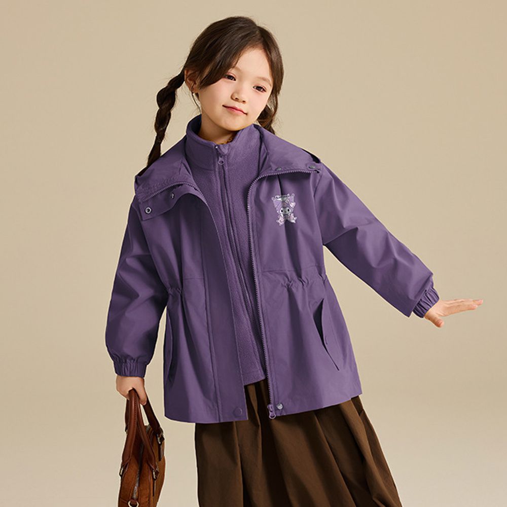 防風x保暖搖粒絨兩件式衝鋒外套-卡通人物酷洛米-甜心紫