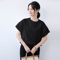 Yukié - 包色推薦！超顯瘦壓褶法式袖上衣-黑色 (F)