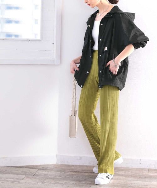 日本 Classical Elf - 光澤感細褶垂墜感長褲-焦糖棕