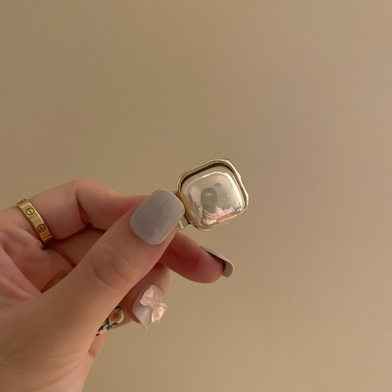 氣質珍珠小爪夾-圓形-白+金