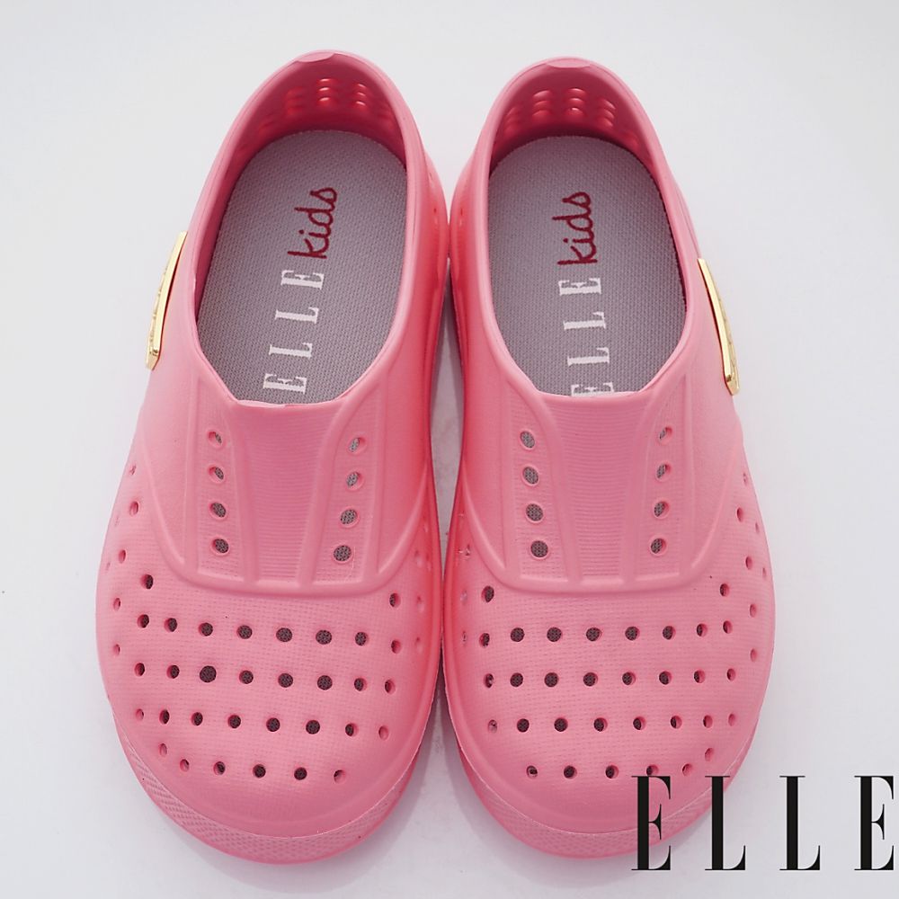 ELLE - 台灣製ELLE洞洞輕量便鞋(中小童段)-休閒鞋-粉紅