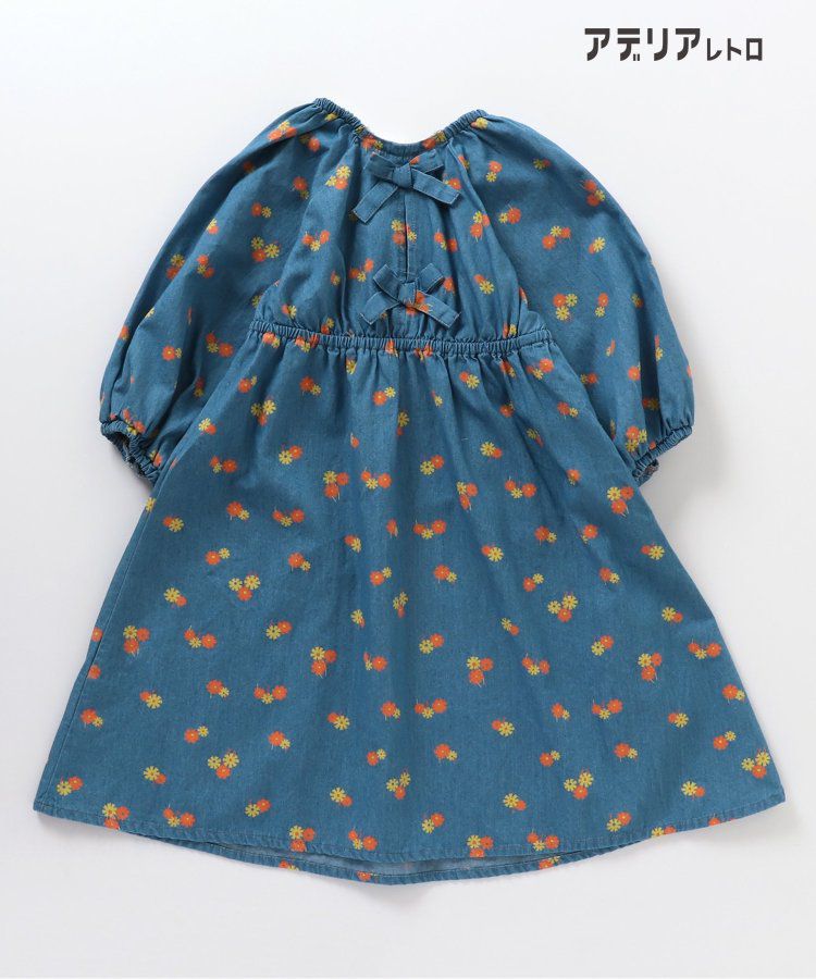 日本 apres les cours - 聯名款 背後蝴蝶結夢幻Ａ字洋裝-粉底小花