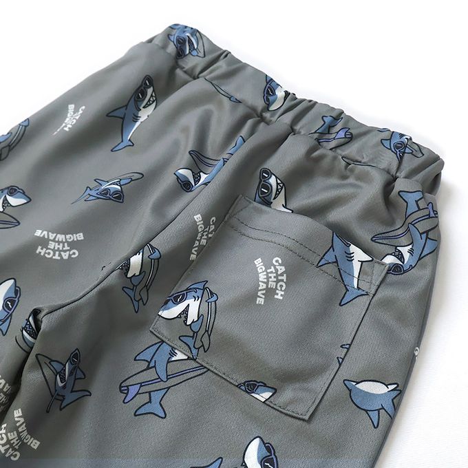 日本 ZOOLAND - 接觸冷感 透氣鯊魚印花短褲-深藍