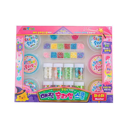 韓國MYTOYS - 史萊姆豪華寶盒28件組-●史萊姆45g*6入 (透明*3+藍色+粉色+黃色)●亮粉*2盒●亮片*12格●珠珠*8瓶●珠珠*6瓶