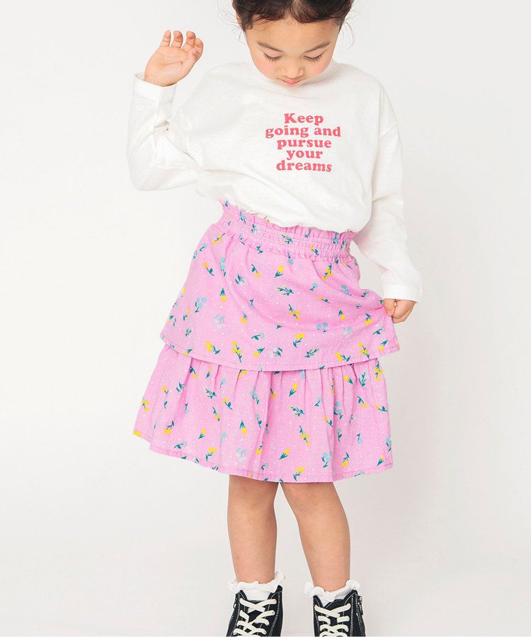 日本 BREEZE - 糖果色系滿版碎花蛋糕裙-嫩黃