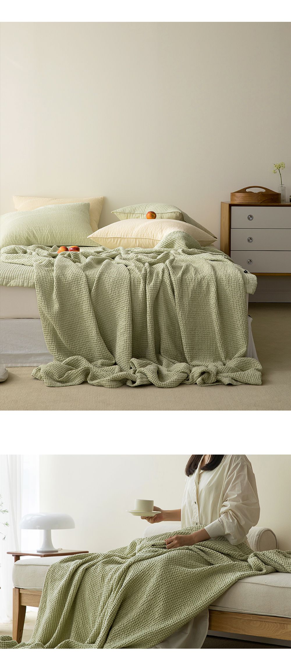 韓國 Maatila - 天絲莫代爾鬆餅被毯-抹茶