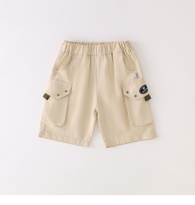 卡通SNOOPY腰鬆緊休閒短褲-側邊口袋-杏色