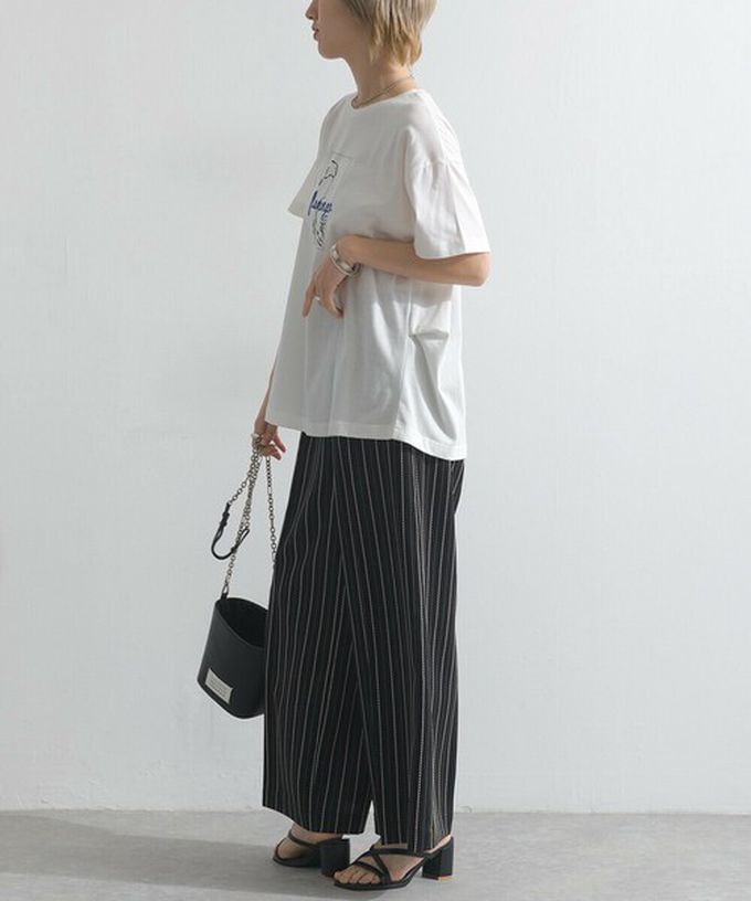 日本 le colis - 接觸冷感 紅鶴刺繡印花休閒上衣-白