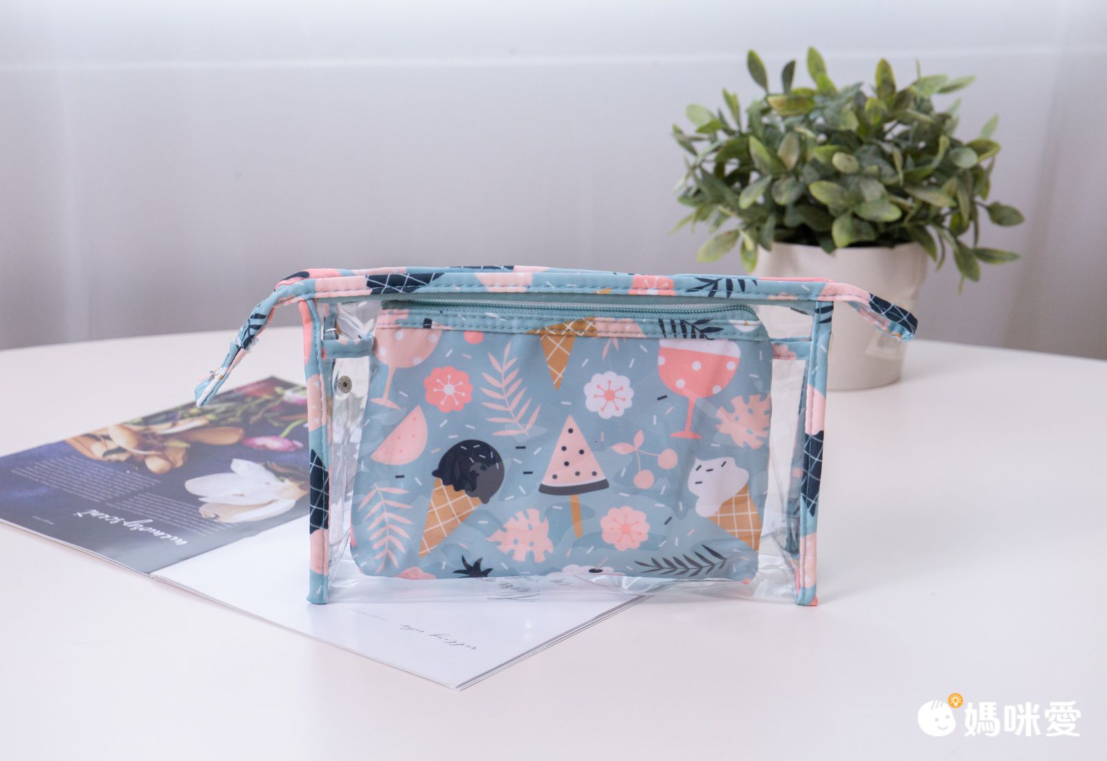 大容量透明子母化妝包-檸檬