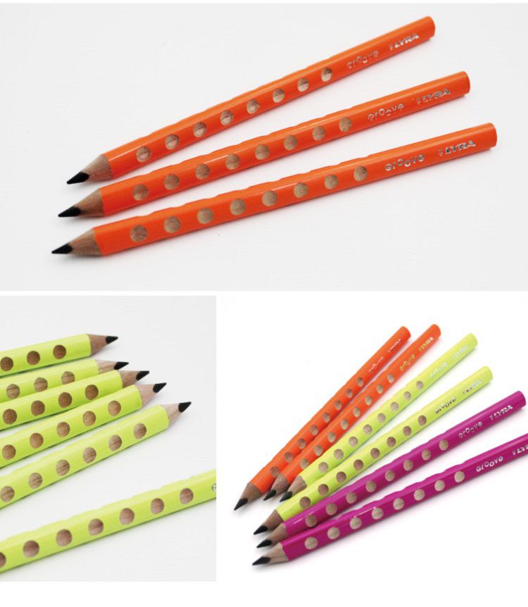 德國LYRA - Groove三角洞洞鉛筆6入(粗)-螢光黃-5~7歲