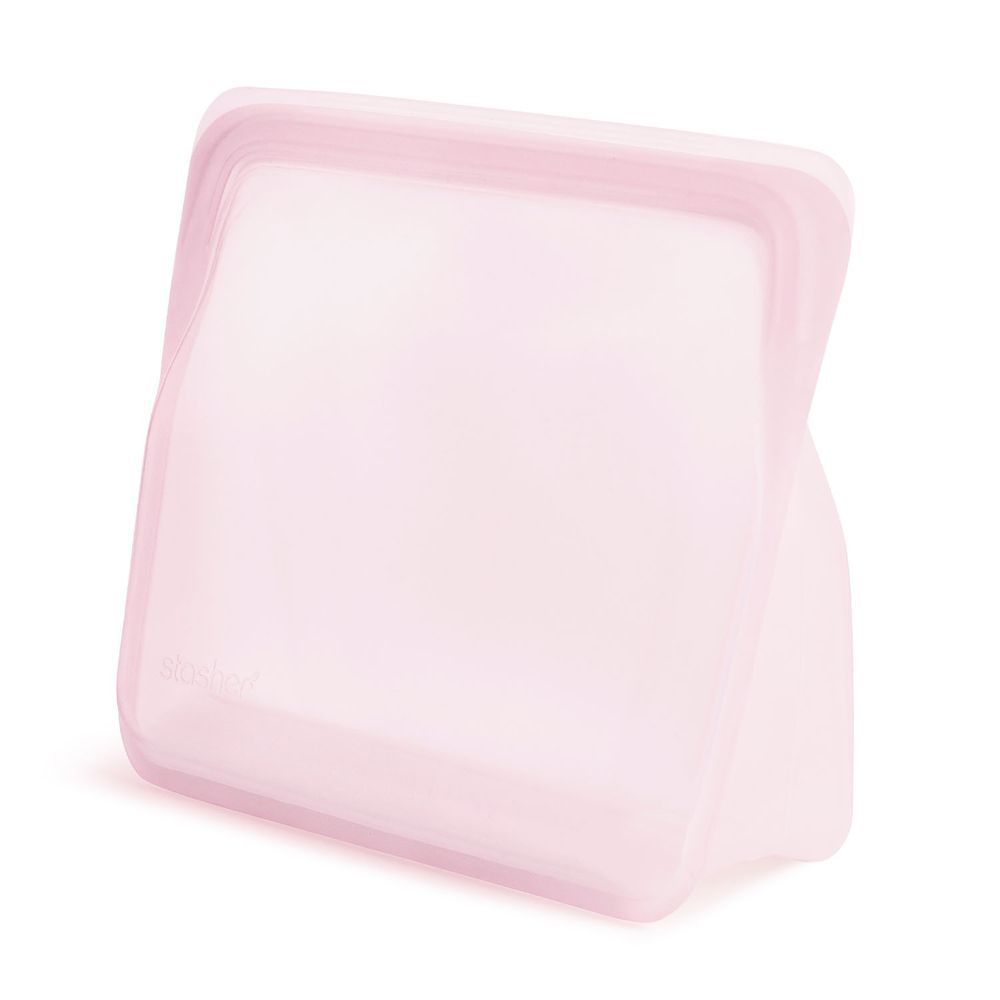 美國 Stasher - 食品級白金矽膠密封食物袋-站站型-粉紅 (1656ml)
