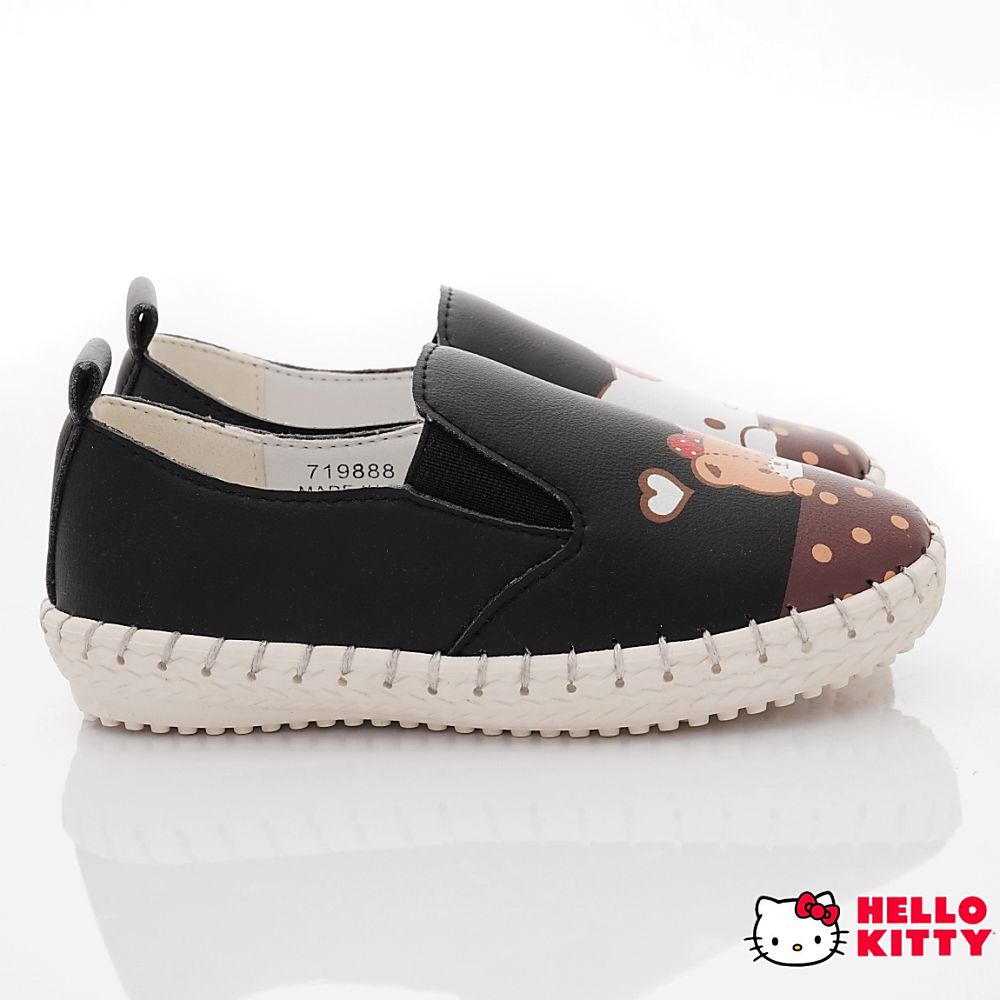HELLO KITTY - 凱蒂貓皮質不對稱休閒鞋款(中小童款)-黑
