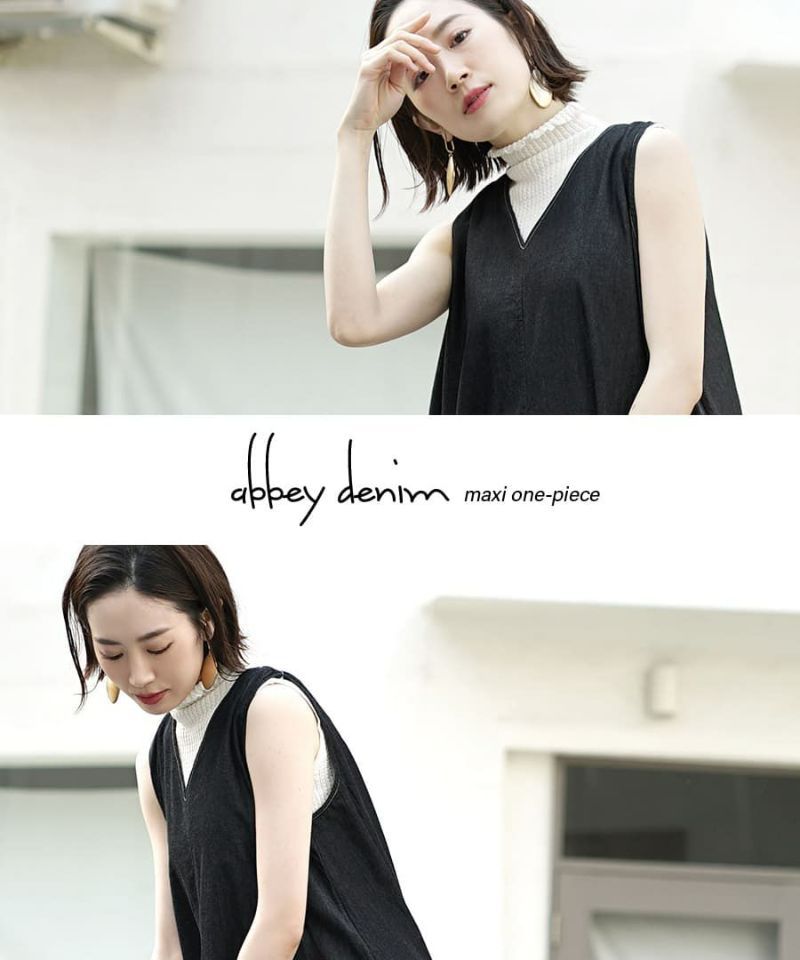 日本 zootie - 透氣丹寧V領無袖洋裝/背心裙-靛藍