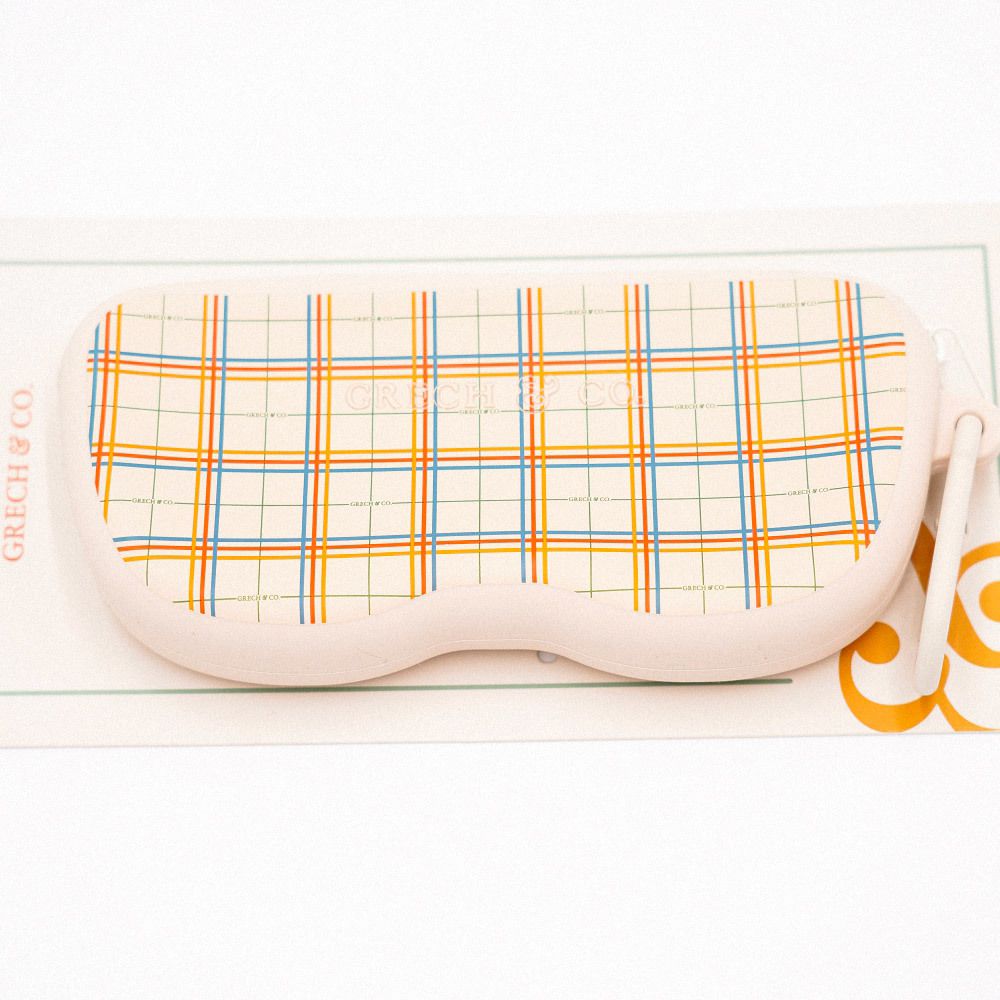 丹麥 GRECH & CO. - 矽膠眼鏡盒-格紋藍 (8x17.5CM)