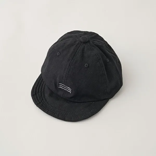 日本 b-ROOM - 低調波浪刺繡易折疊休閒遮陽帽-黑 (F)