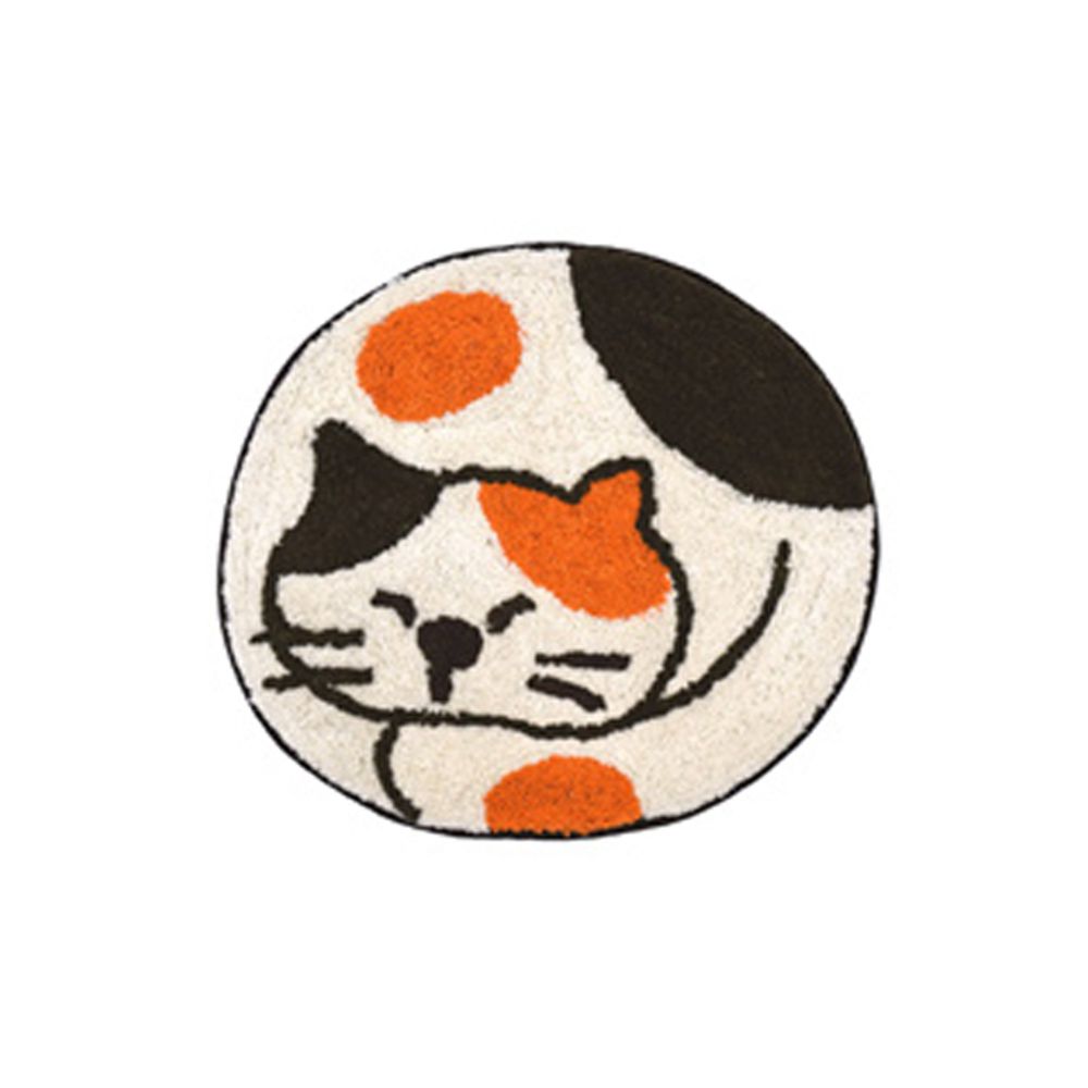 日本 TOMO - 打瞌睡小動物圓地墊/腳踏墊-米克貓 (約43×47cm)