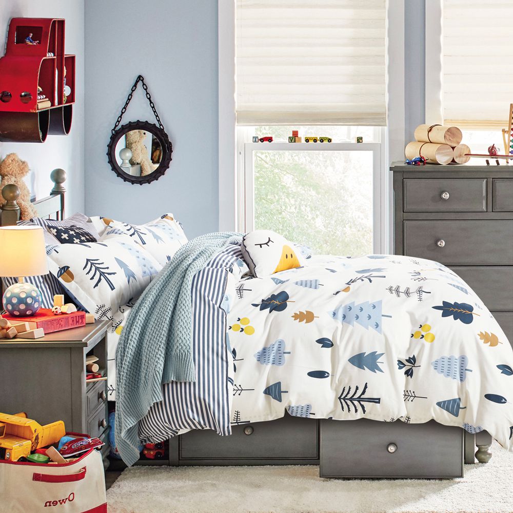 台灣製 極致純棉寢具組-月空樹林-雙人三件式床包組