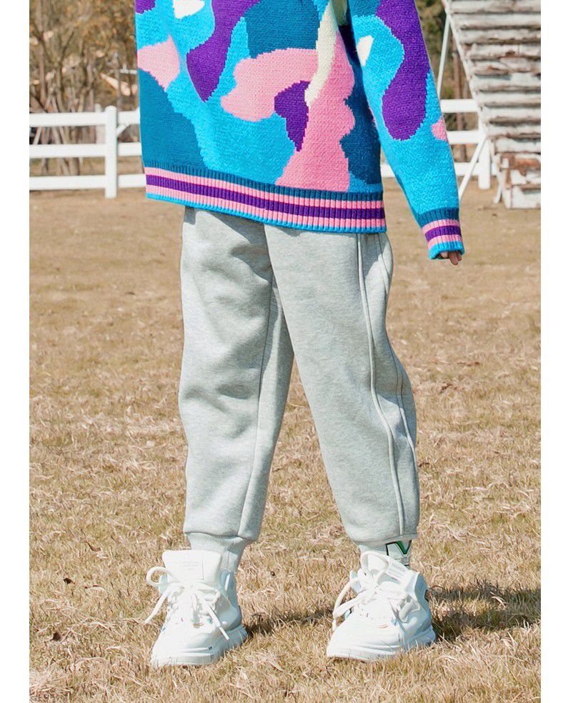 加絨束口運動褲-黑色