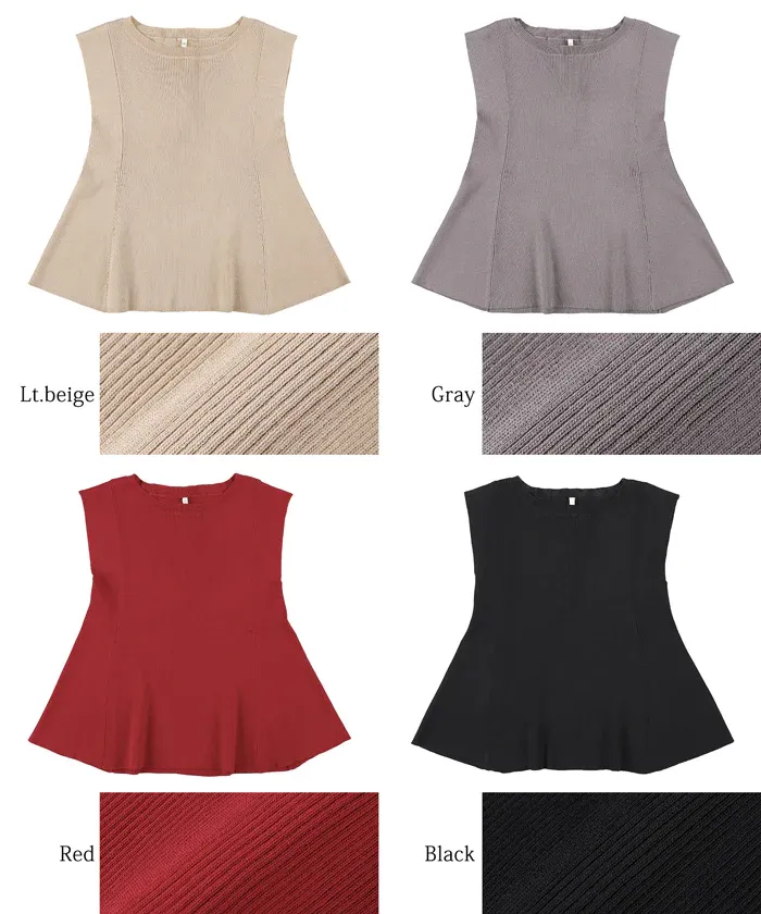 日本 COCA - 珍珠點綴羅紋彈性法式袖上衣-磚紅