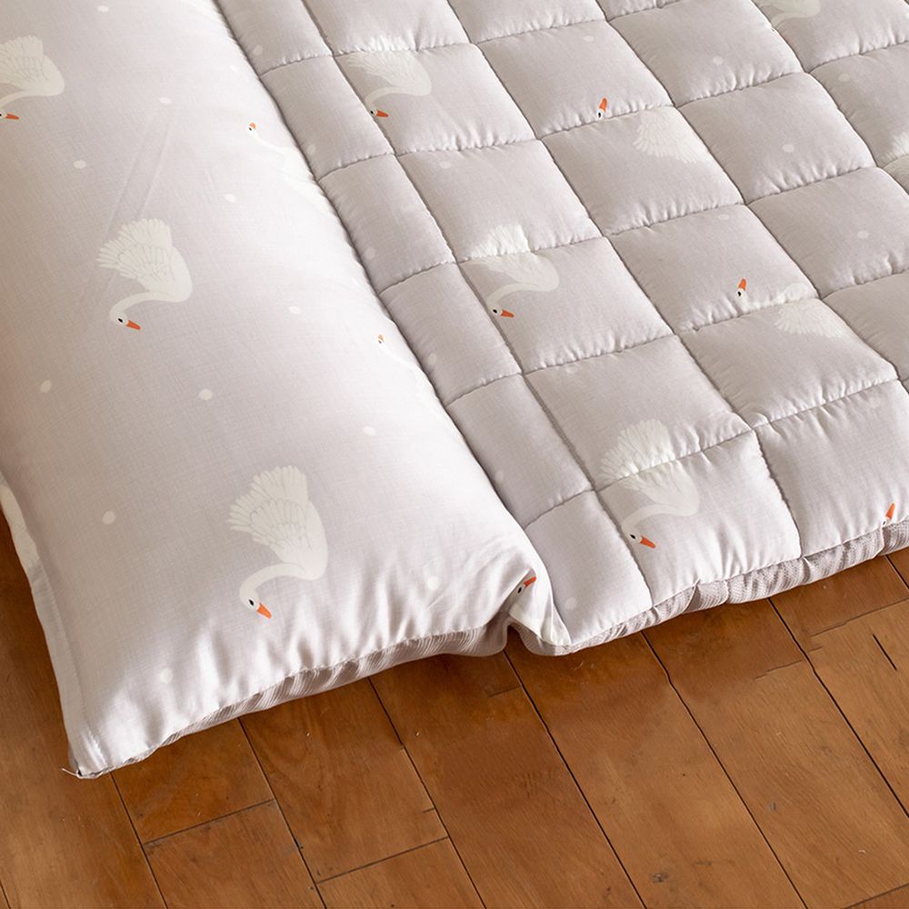 韓國 Formongde - 莫代爾5cm厚墊雙面用睡袋/寢具(附收納袋)-*此花色售完不補-灰色天鵝
