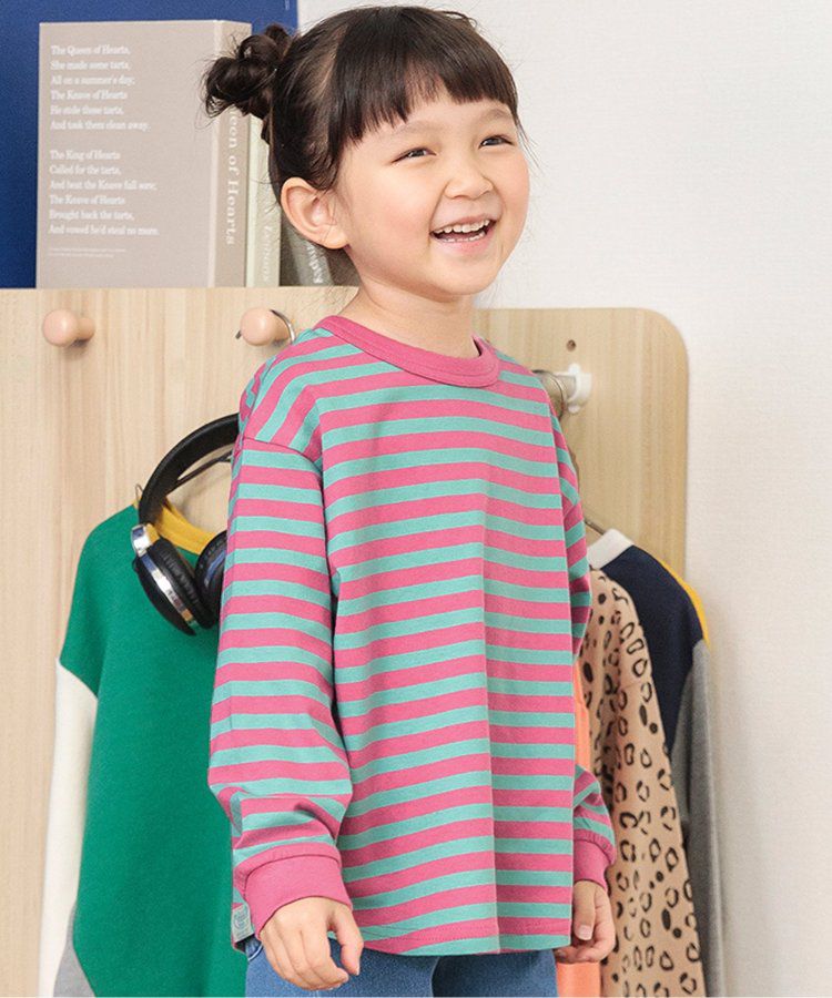 日本 BREEZE - 正反OK！圓領印花長袖上衣-棋盤格-彩色