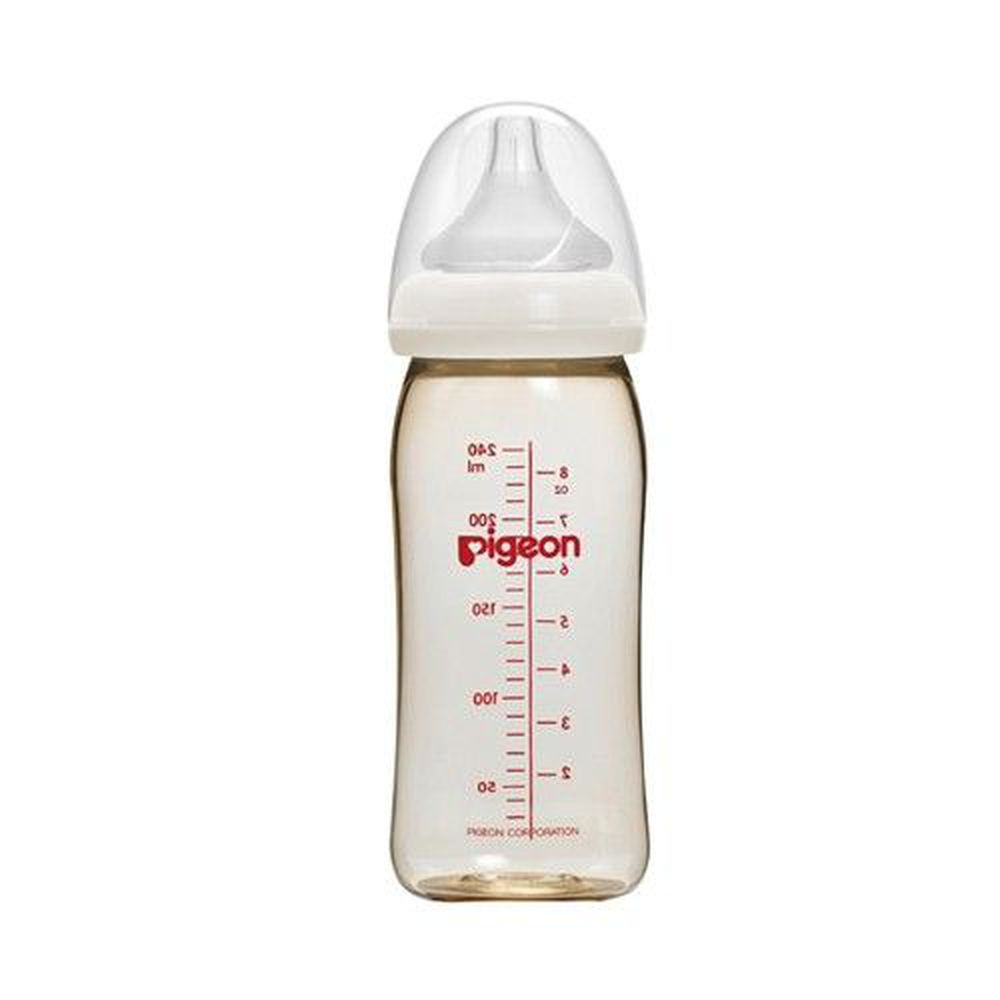 貝親 Pigeon - 母乳實感寬口 PPSU 奶瓶-附奶嘴-白色 (M [3個月起])-240mL