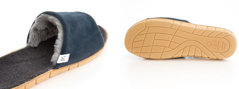 日本 BISQUE - 保暖室內拖-素色毛絨-深藍 (L(25-27cm))