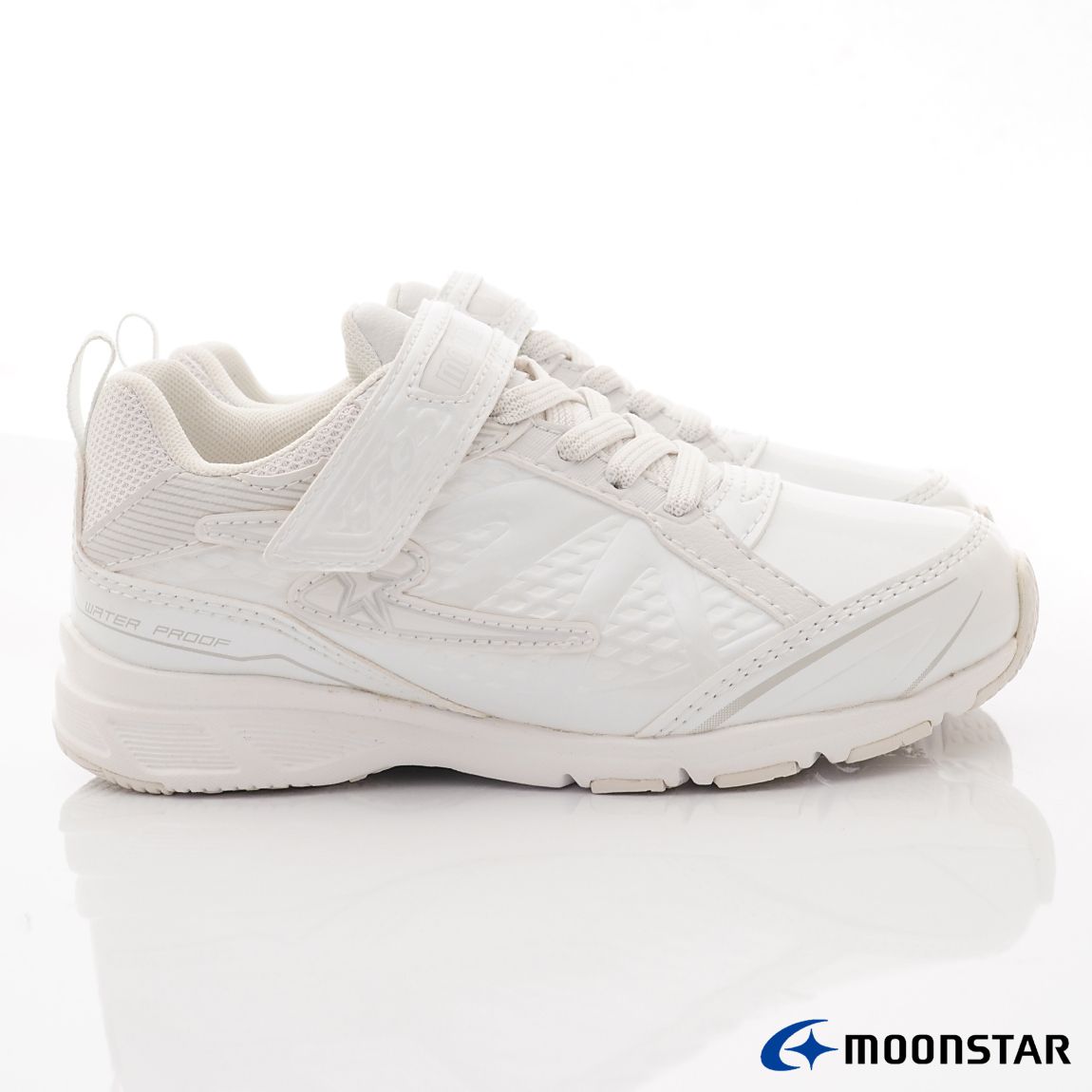 Moonstar日本月星 - 防潑水競速運動款(中大童款)-運動鞋-白