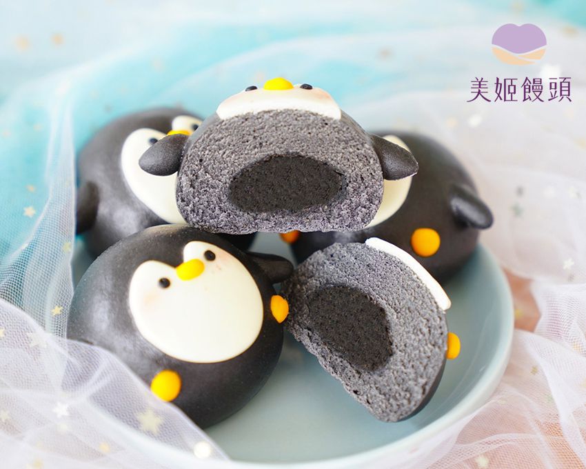 美姬饅頭 - 搖擺小企鵝鮮乳造型芝麻包 (6入)-50g