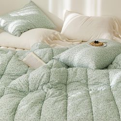 韓國 Maatila - 可水洗超細纖維桃皮感四季被-綠庭院花圃