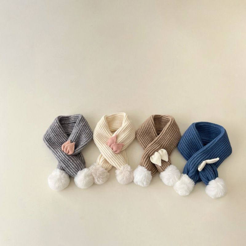 Q萌造型針織絨毛圍脖-小耳朵-咖啡色 (70x8cm)