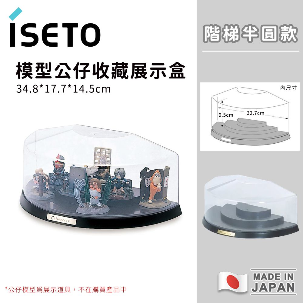 日本製模型公仔收藏展示盒/階梯半圓款34.8×17.7×14.9cm