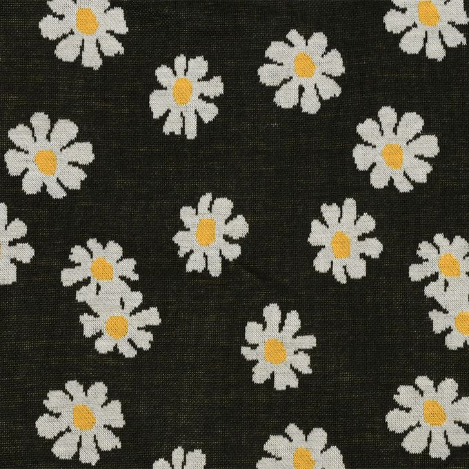 akachan honpo - 10分褲-小花圖案緹花-黑色