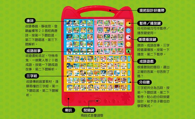双美生活文創 - 孩子的第一台手提觸控平板：三字經‧唐詩‧成語故事-內附國學啟蒙書