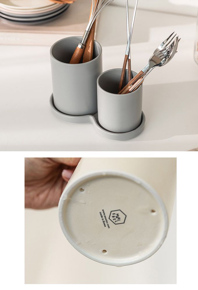 韓國 SSUEIM - Mariebel系列莫蘭迪餐具收納筒3件組 (粉色)